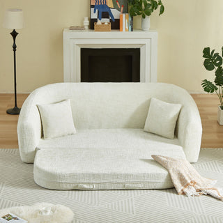 Curved Convertible Sofa, 2 In 1 Fold Out Bed With Pull Out Base And Deep Seat