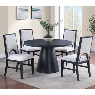 Upholstered Dining Chairs With Arched Cutout Backrest (Set of 2) - Black / White