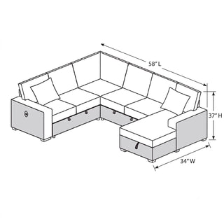 Convertible Sectional Upholstered Sleeper Sofa With Storage Chaise