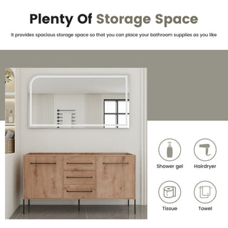 60" Freestanding Bathroom Vanity With Soft Close Doors And Drawers, (Vanity Only) - Imitative Oak