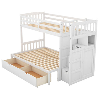 Bunk Bed, Convertible Bottom Bed, Storage Shelves And Drawers