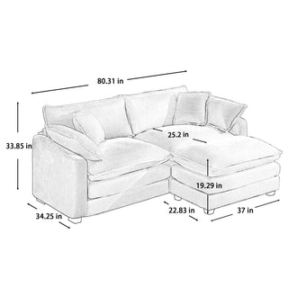 Modern Modular Cushion Sofa With Ottoman, Low Back, Deep Seating Sofa Set