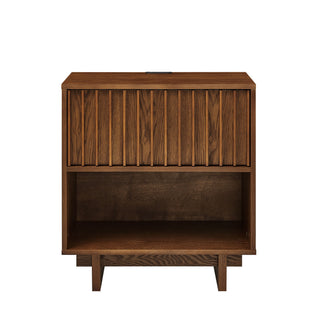 Nightstand With Hidden Charging Station USB Ports & Outlet Hole