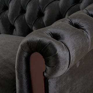 Chesterfield Loveseat Sofa, 2 Person Rolled Arm Upholstered Couch