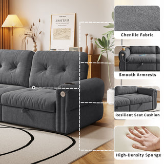 2 In 1 Convertible Sofa Bed For Living Room - Dark Gray - Fabric