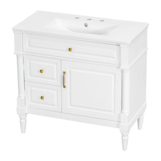 Freestanding Bathroom Vanity With Sink, Adjustable Shelf, Flip Drawer