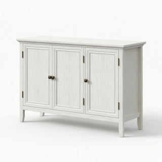 3 Door Buffet Cabinet With Adjustable Shelves - Matte White / Grayish