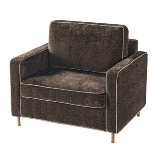 Accent Chair Upholstered Single Sofa With Square Arms, Sewn Pillow Back For Living Room
