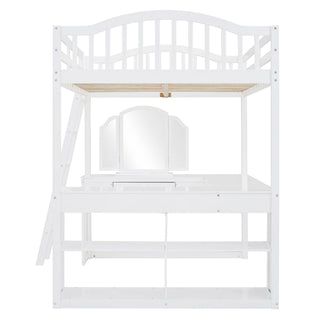 Loft Bed With Drawers, Cabinet, Shelves With Desk