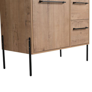 36" Freestanding Bathroom Vanity With Sink, Soft Close Doors & 2 Drawers - Imitative Oak