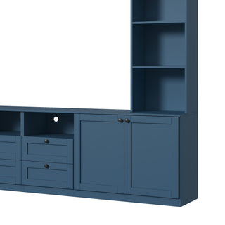 Farmhouse Elegant Entertainment Center Wall Unit With 4 Drawers