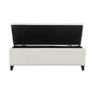 Button-Tufted Storage Ottoman With Safety Close Hinge