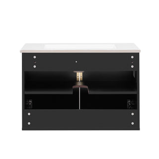 Bathroom Vanity With Sink, Rectangular Storage Cabinet With 2 Soft Closing Doors