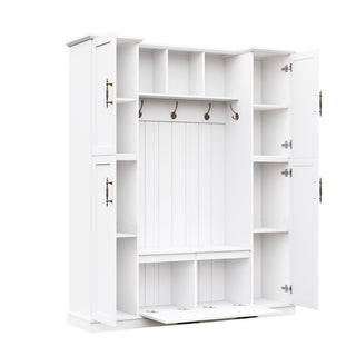 Hall Tree With 4 Side Cabinets