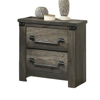 Nightstand, 2 Drawer Storage - Gray