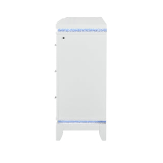 Adalid - Dresser With LED Light And Glittered Drawer Fronts - White