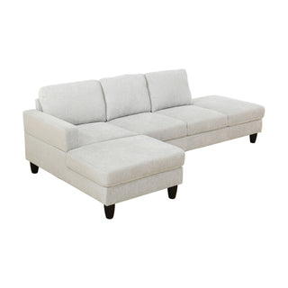 2 Piece L - Shaped Left Chaise Sectional Sofa With Ottoman, Living Room Furniture - White / Gray