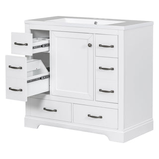 Modern Bathroom Vanity With Sink, 6 Drawers, Adjustable Shelf