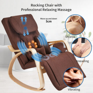 Comfortable Relax Rocking Chair With Full Massage Function Cotton Fabric Air Pressure - Brown