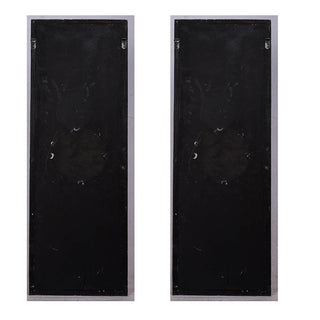 Large Wooden Wall Art Panels With Distressed Round Mirror Accents (Set of 2) - White