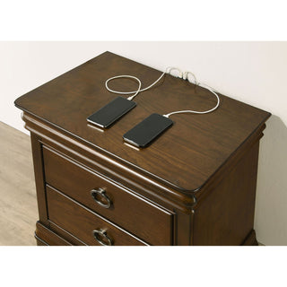 Leonide - 2 Drawer Nightstand With USB Charging And Hidden Storage - Cherry