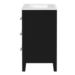 Bathroom Vanity With Sink, Free Standing Single Set, 3 Drawer Storage Cabinet