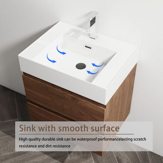 Wall Mounted Bathroom Vanity And Sink, 2 Soft Close Drawers