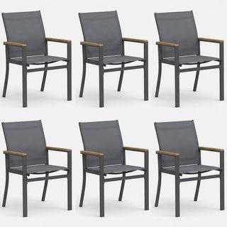 Outdoor Patio Chairs, Ergonomic (Set of 6) - Gray