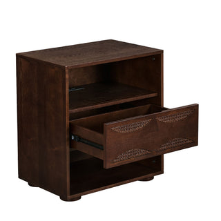Nightstand With USB Ports & Outlet Hole, End Table With Drawer