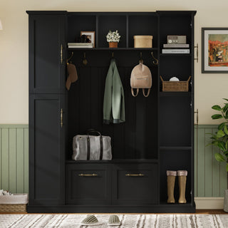 Hall Tree With 4 Side Cabinets