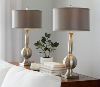 Joan - Contemporary Table Lamp (Set of 2) - Nickel / Gray Satin