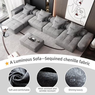 Modern Oversized Diy Combination Modular Sectional Sofa With Pillows