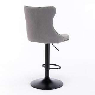 Swivel Barstools Adjusatble Seat Height, Modern Upholstered Bar Stools With Backs Comfortable Tufted For Home Pub And Kitchen Island (Set of 2)