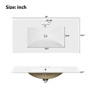 Modern Bathroom Vanity With Sink, Soft Close Doors, 4 Storage Drawers