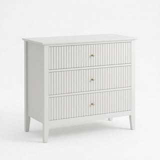 3 Drawer Nightstand, Wide With Soft Close Slides - White