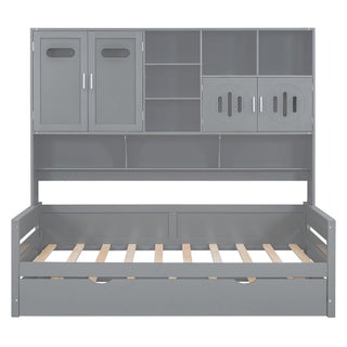 Daybed With All-In-One Cabinet And Shelf