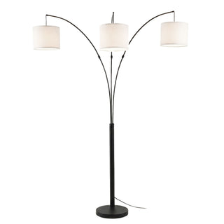 Royal - 3 Arm Arc Floor Lamp, Oil Rubbed Bonze With Linen Shade, 4 Way Rotary Switch - Oil-Rubbed Bronze