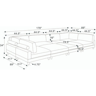 Modern Modular Sectional With Adjustable Back Support