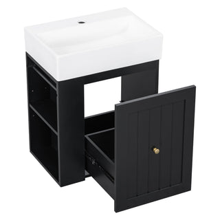 Modern Bathroom Vanity With Sink, Storage Cabinet, Drawer & Side Shelf