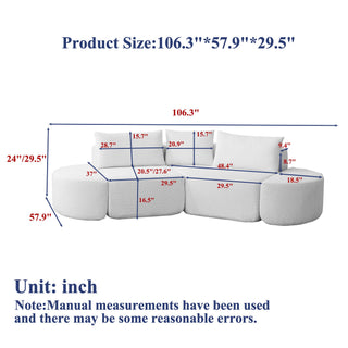 V - Shaped Modular Sofa Set With 3 Pillow