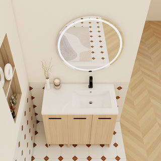 Wall Mounted Floating Bathroom Vanity With Sink, 3 Door Modular Cabinet