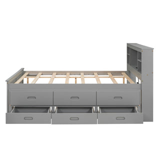 Platform Bed With Storage Headboard, USB, Trundle And 3 Drawers
