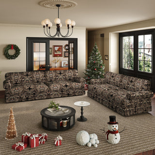 Luxuriously Comfortable Cloud Couch Sofa With Elegant Rolled Arms & Pleated Skirt Design