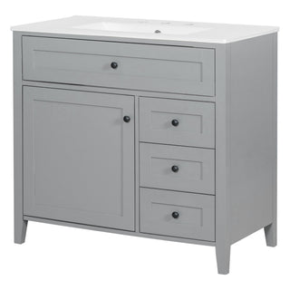 Bathroom Vanity With Sink, Cabinet With 3 Drawers And Adjustable Shelf