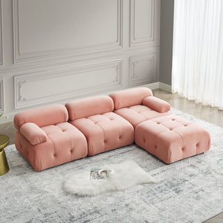 Modular Sectional Sofa, Button Tufted Design With Diy L-Shaped Layout, Reversible Ottoman