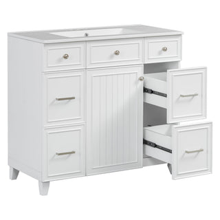 Bathroom Vanity With Ceramic Sink, Soft Close Doors, Adjustable Shelves