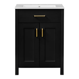 Bathroom Vanity Combo With Ceramic Sink, Luxurious Space-Saving Vanity, 2 Soft Close Doors