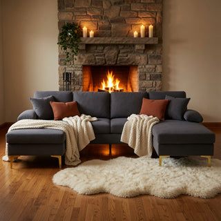 U - Shaped Sectional Sofa With Double Chaise