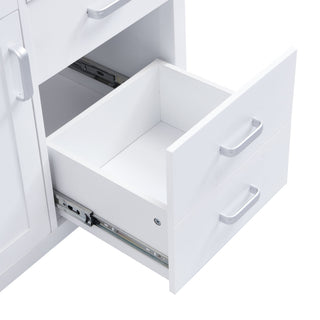 47.25" Modern Bathroom Vanity With Sink, Soft Close Single Door & 6 Drawers - White