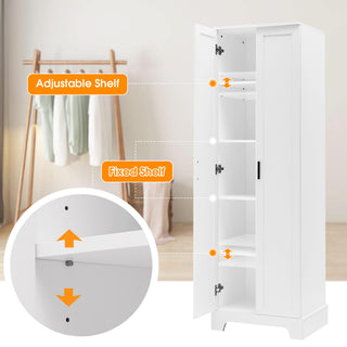 Storage Cabinet With Adjustable Shelves, 2 Doors, Rectangle Design For Bathroom